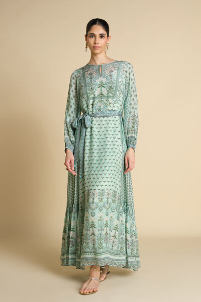 Azhaki Printed Kaftan - Aqua